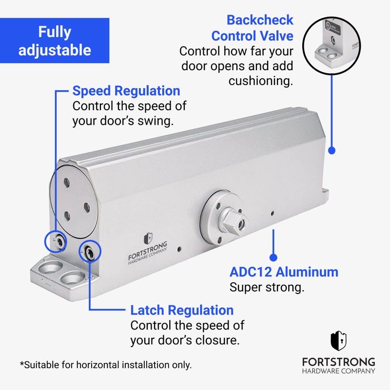 FORTSTRONG Commercial Door Closer Heavy Duty (Silver) - Automatic Door Closer - UL Listed Grade 1 ADA Hydraulic Door Closers Commercial Certified - FS-7600 - Image 3